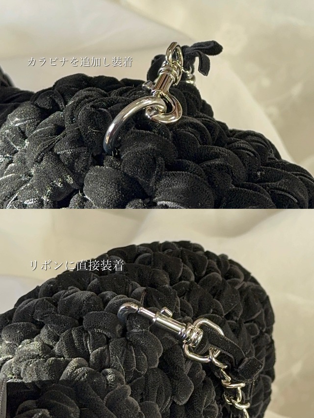 triangle velvet ribbon bag  medium / black