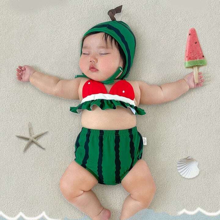 BABY】夏新作 可愛いスイカ柄ビキニ水着 | bennykids