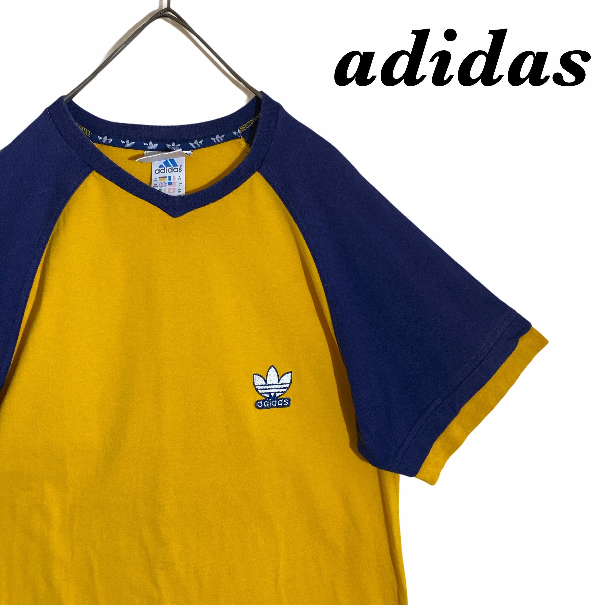 レアデザイン】adidas アディダス ワンポイントロゴ Vネックtシャツ