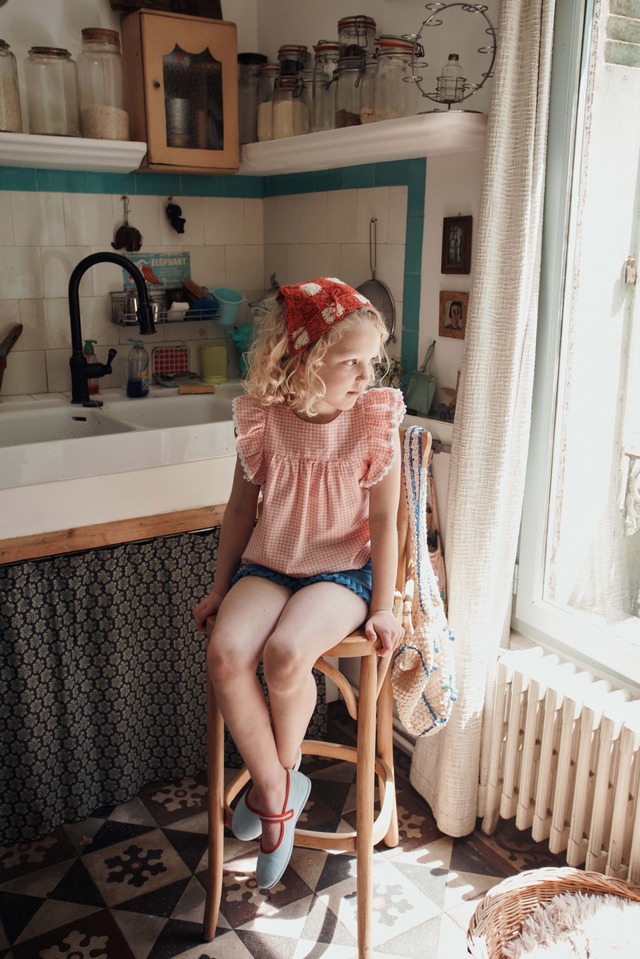 【Emile et Ida】Head Scarf – Red Vichy Crochet