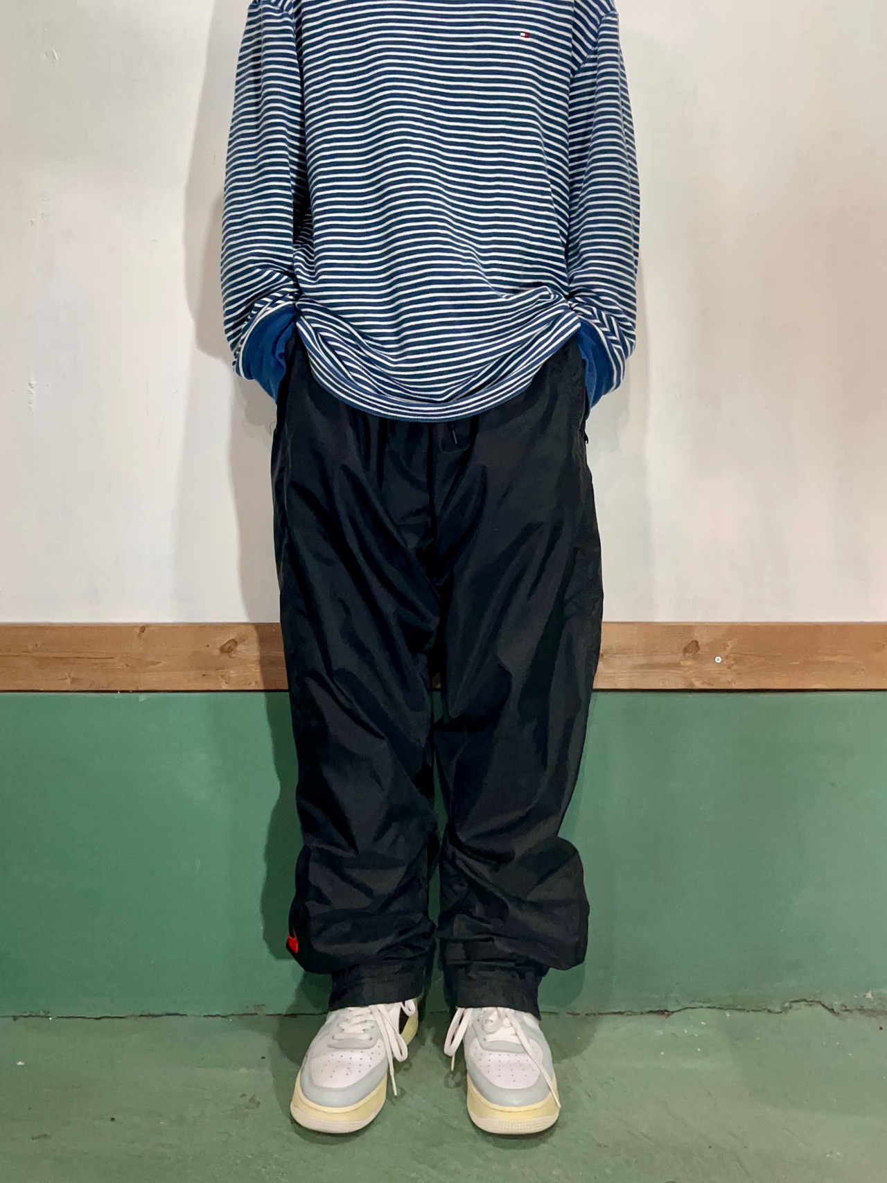 90's Nike Nylon Pants【L】(Black)
