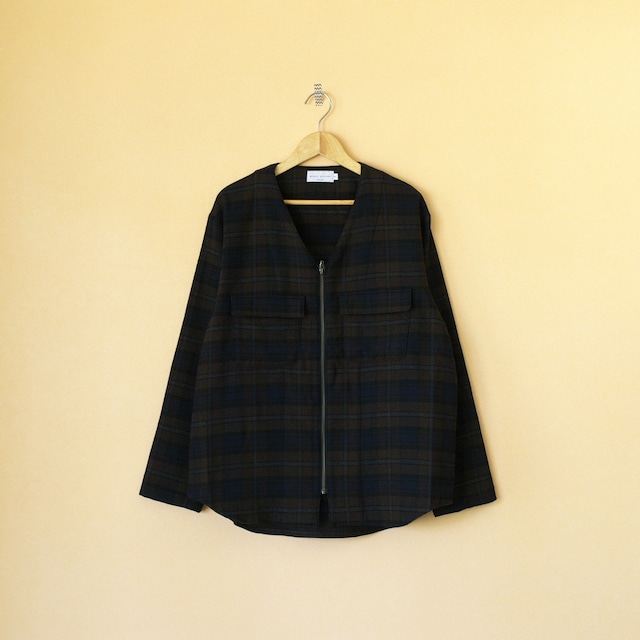 Manual Alphabet マニュアルアルファベット　C/W check pullover shirt コットンウールチェックプルオーバーシャツ・ブラウン【メンズ】