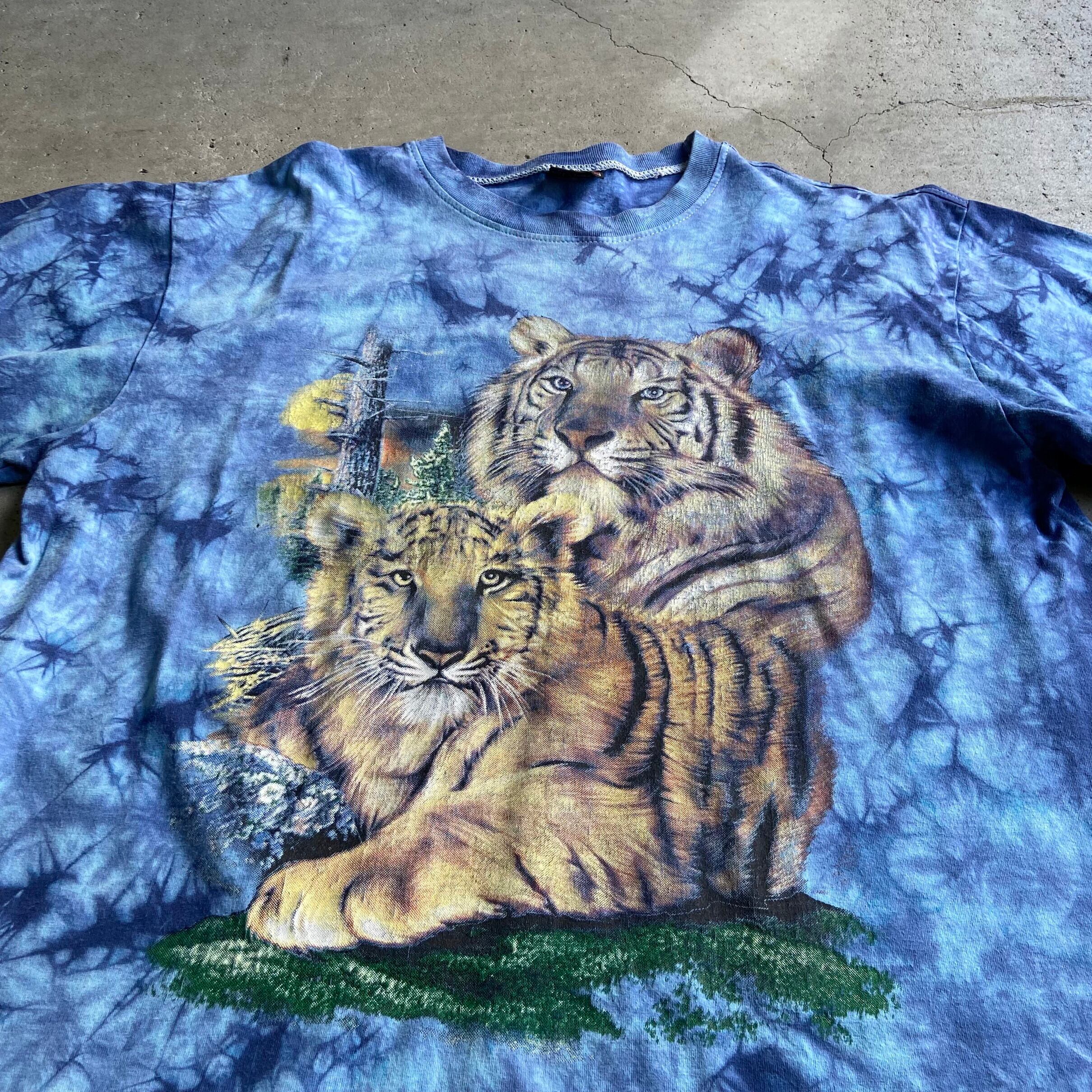 HOTINC タイダイ柄 タイガー トラ 虎 アニマルプリントTシャツ メンズL