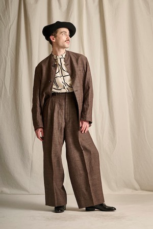 Haversack ATTIRE 872603 コットンリネンヘリンボーン マオカラージャケット