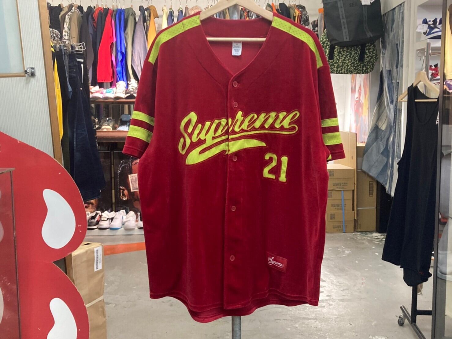 supreme velour baseball jersey
