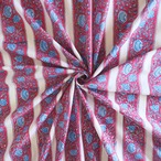 ブロックプリント生地【50cm単位】インド綿  ストライプ柄 白×赤×水色 #55423-RD3