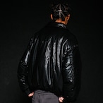 LEATHER BOMBER PUFFER JACKET
