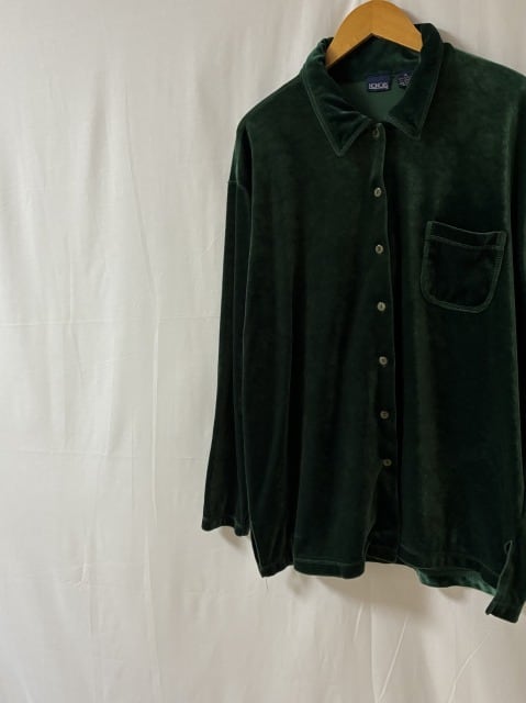 1990's Seam Design Velour Long Sleeve Shirt