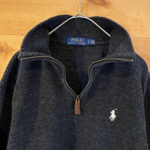 【POLO RALPH LAUREN】ハーフジップ スウェット ワンポイント 刺繍ロゴ 古着