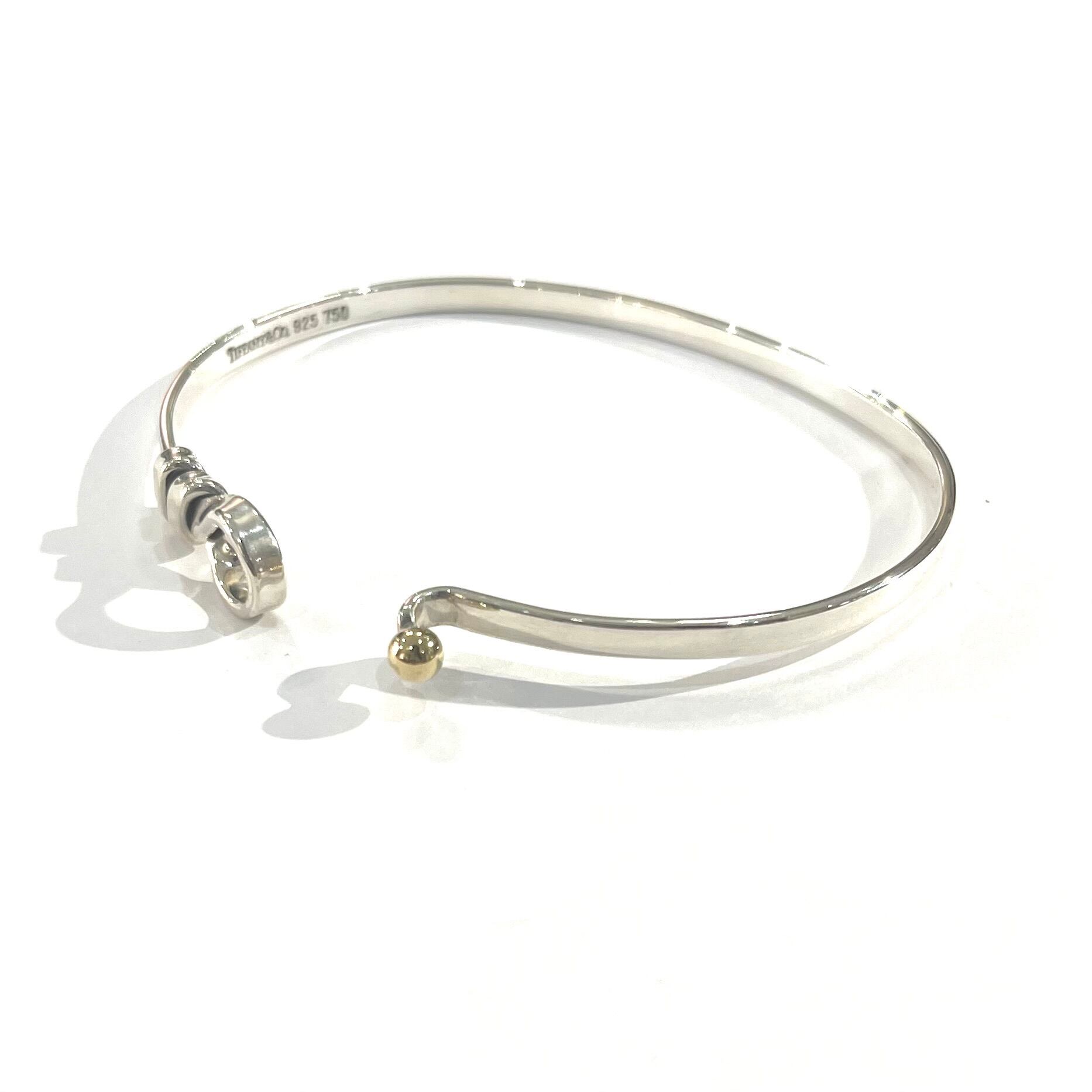 Tiffany & Co. シルバーオープンバングル TIFFANY&CO.】2507 ティファニーsilver× 18k オープンフックフラット