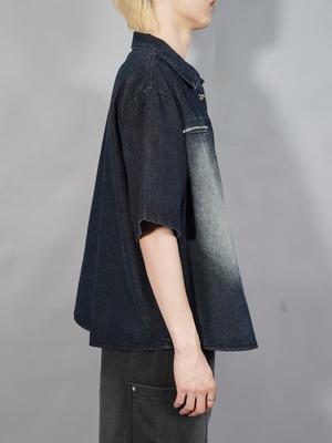 【ALUDE SELECT】zip pocket wash denim shirt（2color）