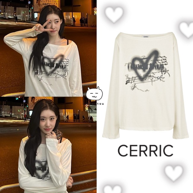 ★ITZY チェリョン 着用！！【CERRIC】HEART BOAT NECK TOP / IVORY