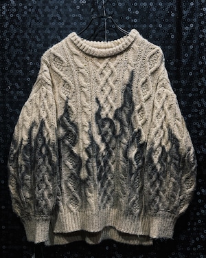 【ÆIEM】再倖築 “Burning Cable” Hand-Spray Aran Knit