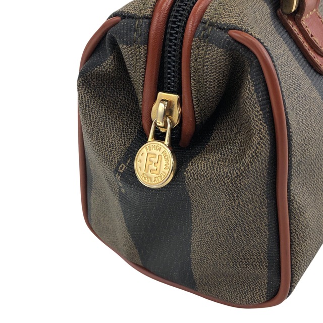FENDI フェンディ ぺカン ショルダーバッグ ブラウン FFロゴ PVCレザー ミニボストン 2way vintage ヴィンテージ オールド xg8eaz