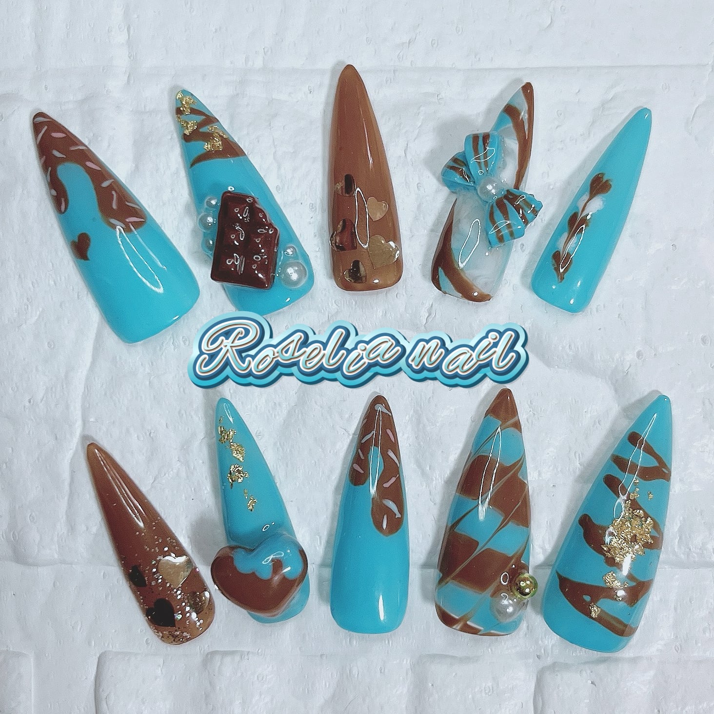 チョコミント・バレンタイン・チョコレート・スイーツ・ガーリー・可愛い・個性派・ネイルチップ・ncs026