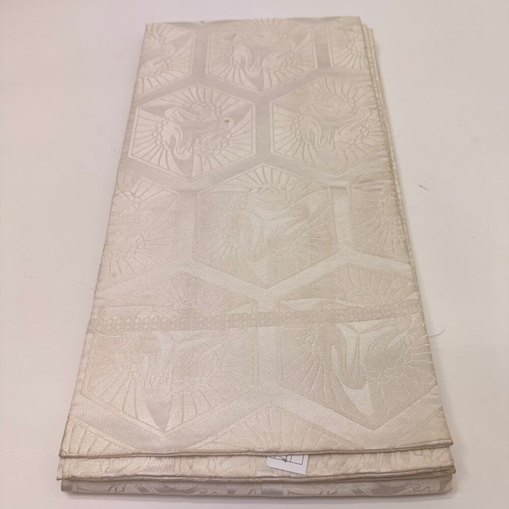 掛下帯 白帯 422cm 花嫁衣装 貸衣装 中古 リサイクル レンタル処分 結婚式 婚礼 着付け 舞台 きもの 着物 6693