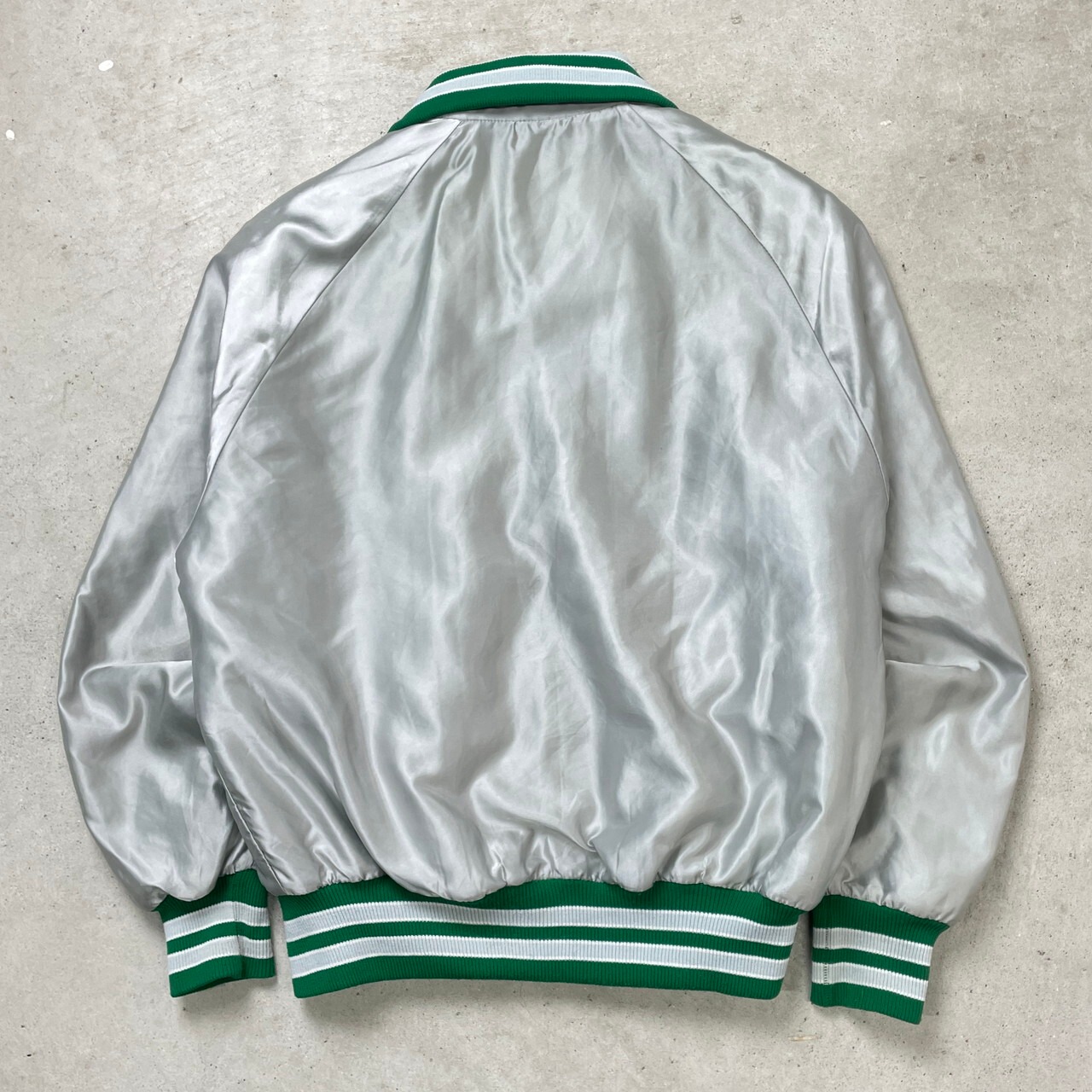 90年代 USA製 DeLONG ナイロン サテン スタジャン 企業ロゴ 