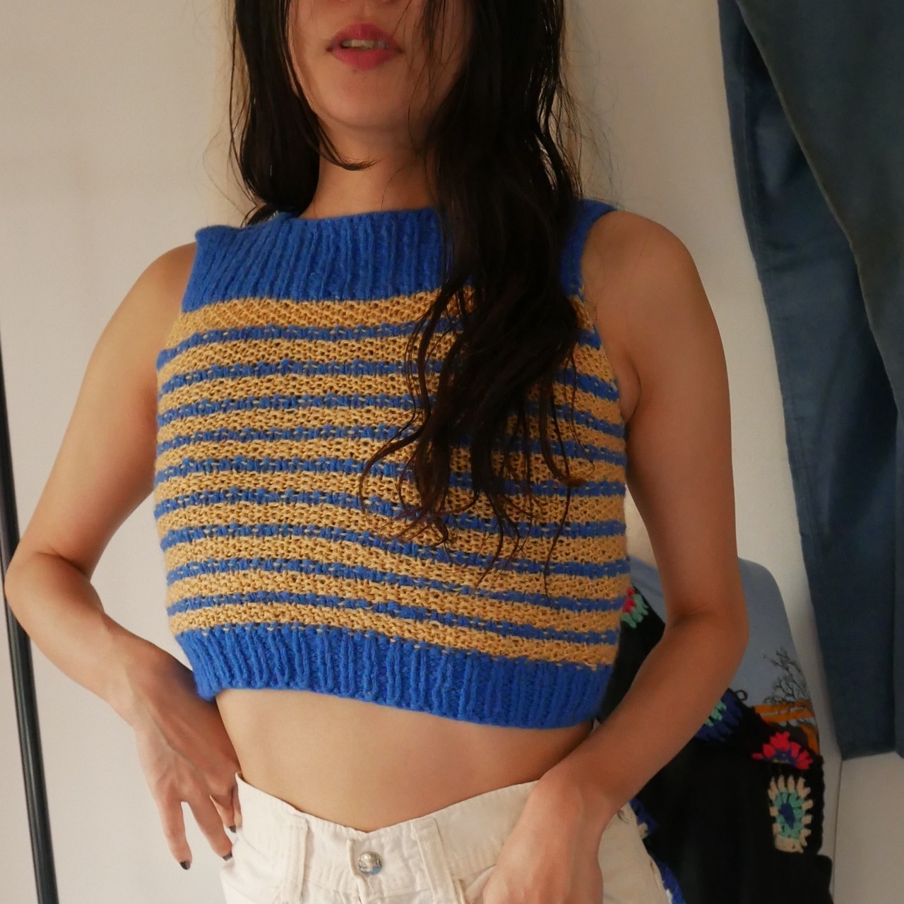 US 90s～ handmade knit bustier