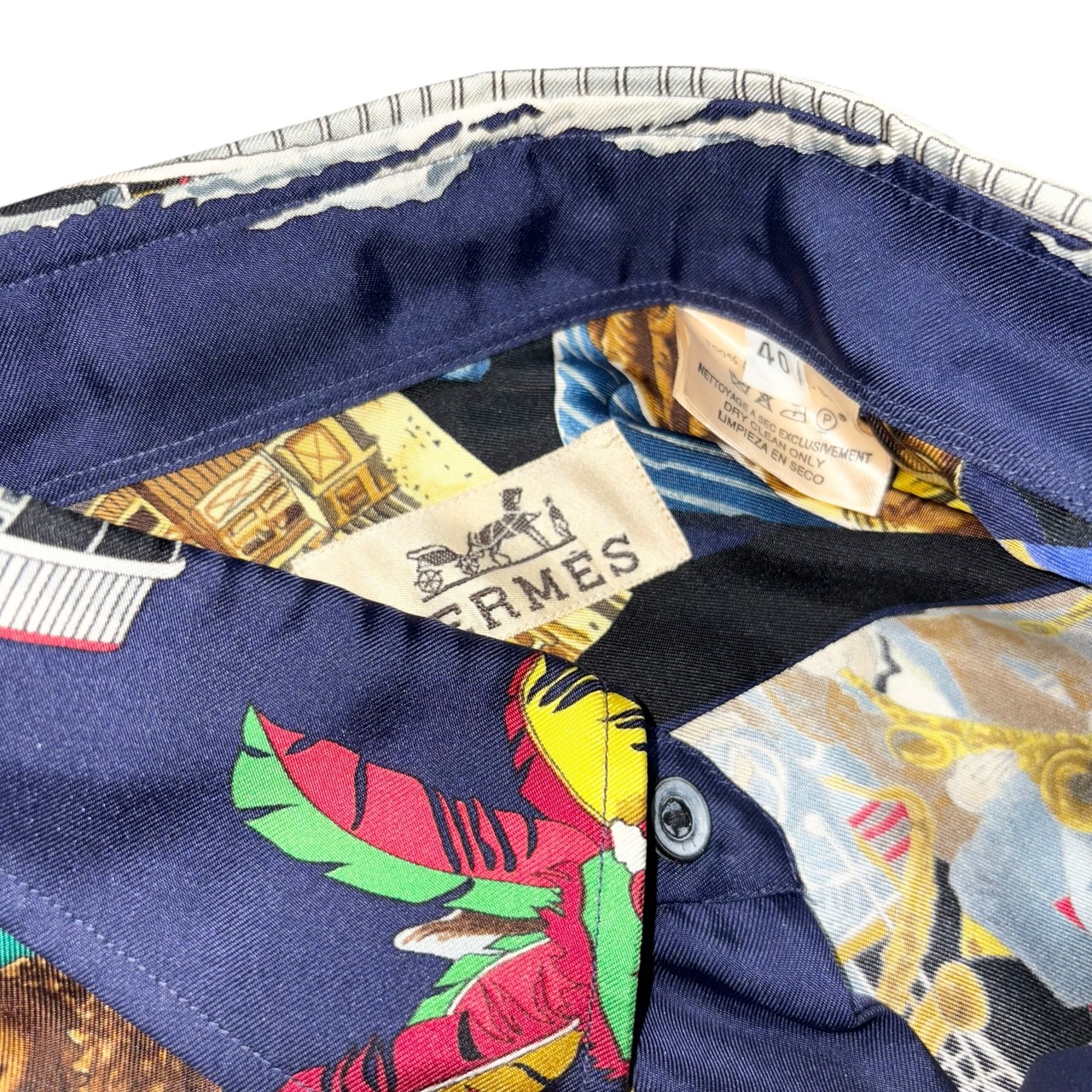 vintage HERMES scarf pattern silk shirt “JAZZ”