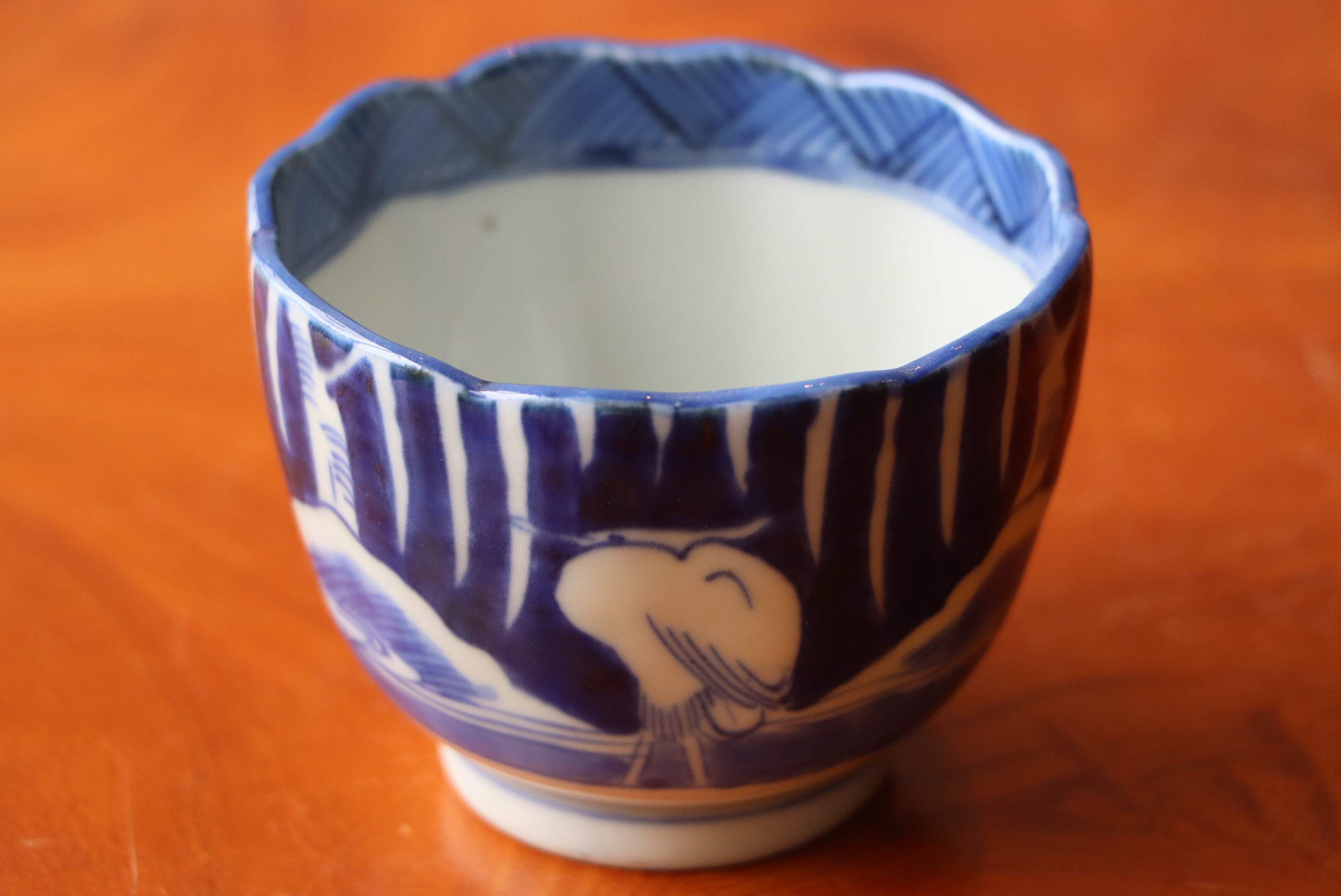 古伊万里染付 波兎の図 大振蓋付椀 古伊万里 兎