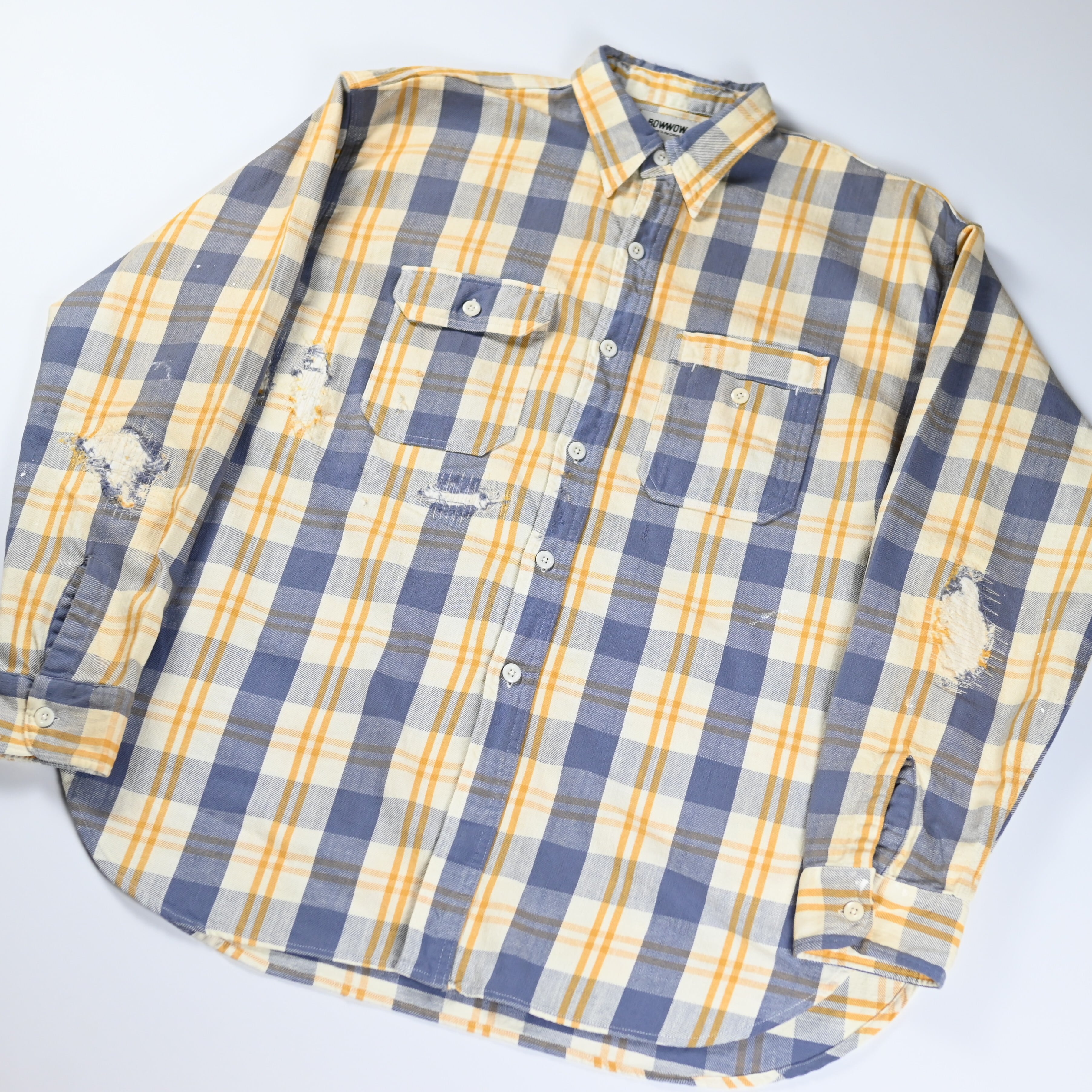 BOWWOW / UNIQUE POCKET CHECKED FLANNEL SHIRT AGED | GANKO