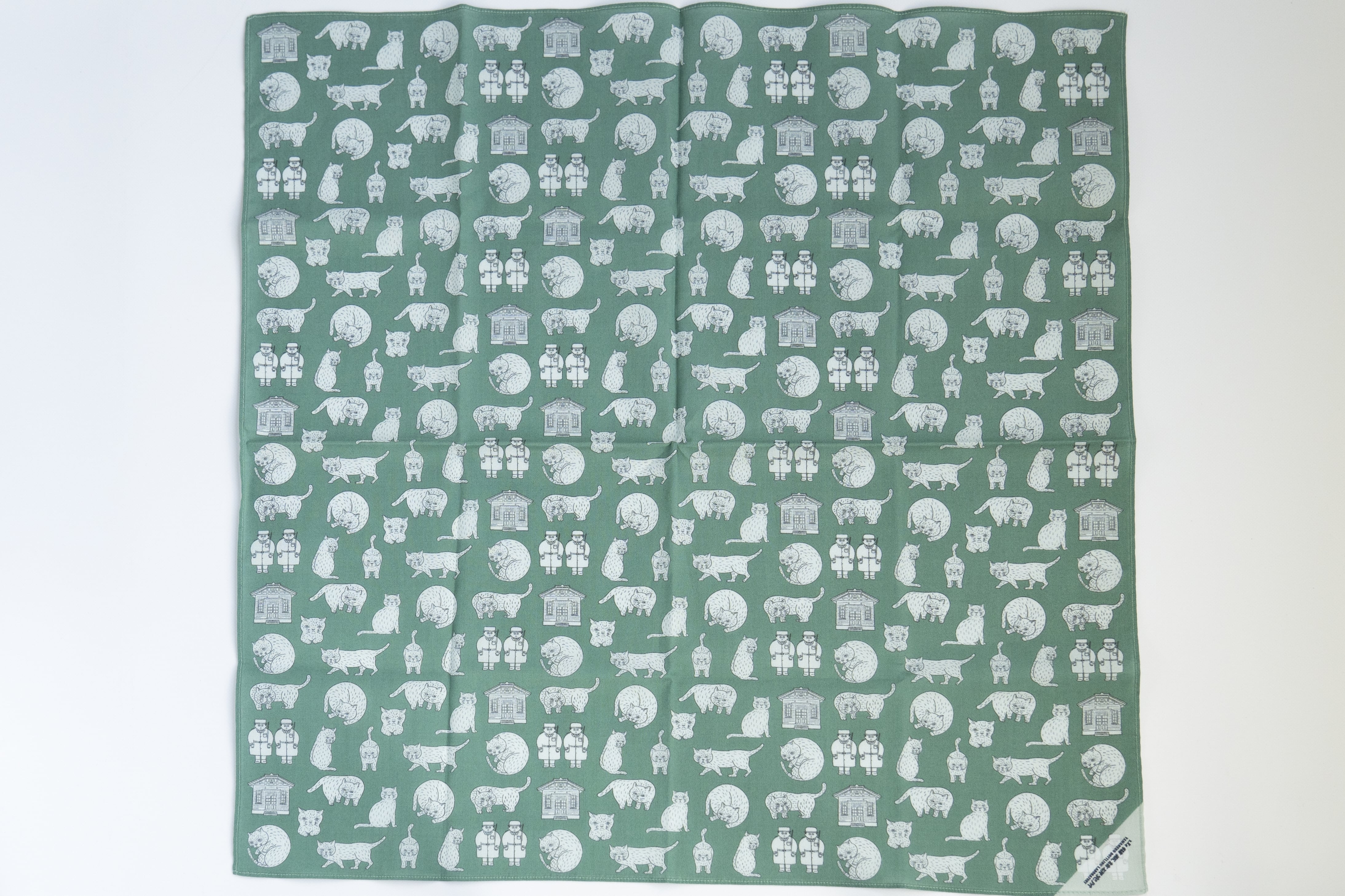 山猫瓶詰研究所 ハンカチ やまねこ緑 | 山猫瓶詰研究所