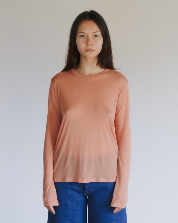 Baserange bamboo long sleeve tee オレンジ S Baserange (ベースレンジ) BAMBOO LYOCELL LONG SLEEVE TEE
