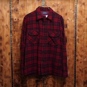 60s pendleton ボードシャツ M/赤 チェック 美品 オープルカラーシャツ 開襟シャツ board shirt ペンドルトン ウールシャツ