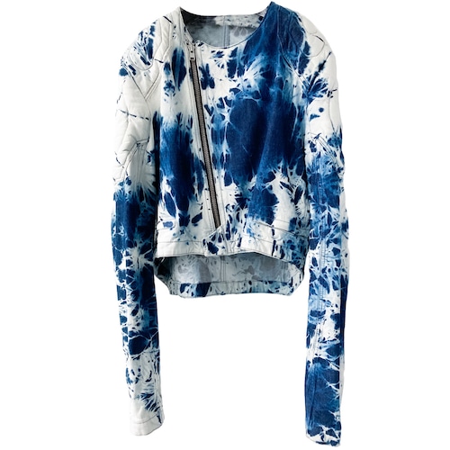 TIE DYE COLLARLESS SINGLE RIDERS JACKET【QUIT PAT】