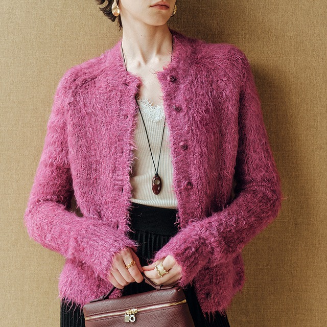 luxury brushed silk crop knit cardigan(3color)<o3171>