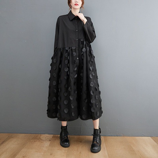 MESH PANEL LONG SHIRT DRESS M-18333