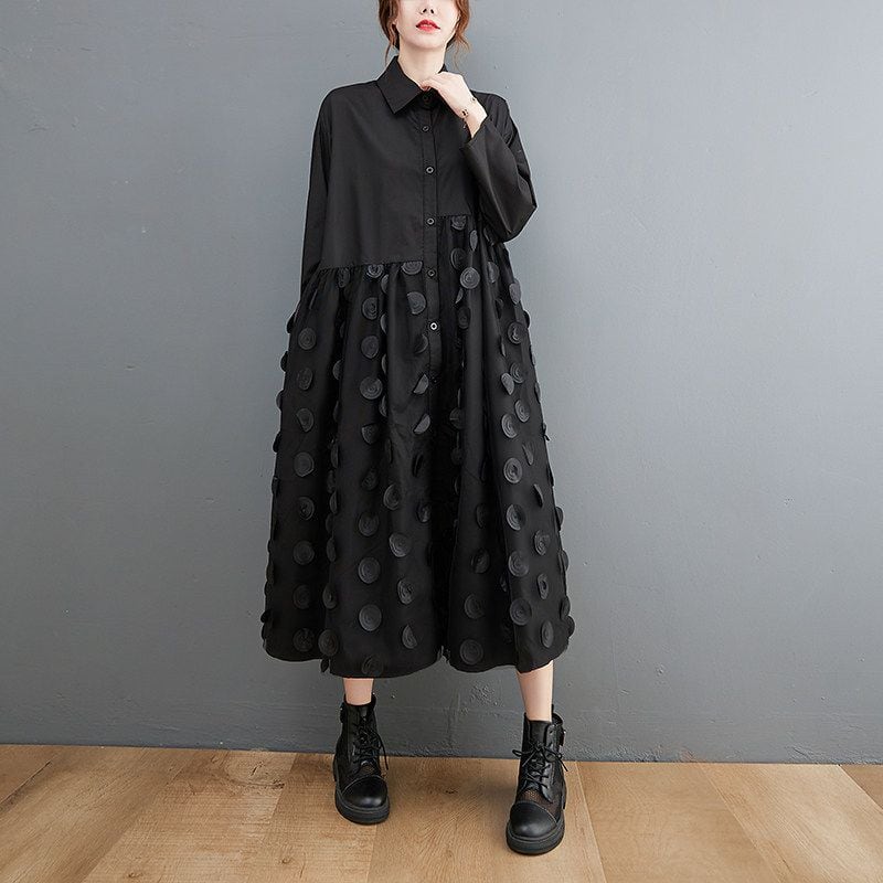 MESH PANEL LONG SHIRT DRESS M-18333