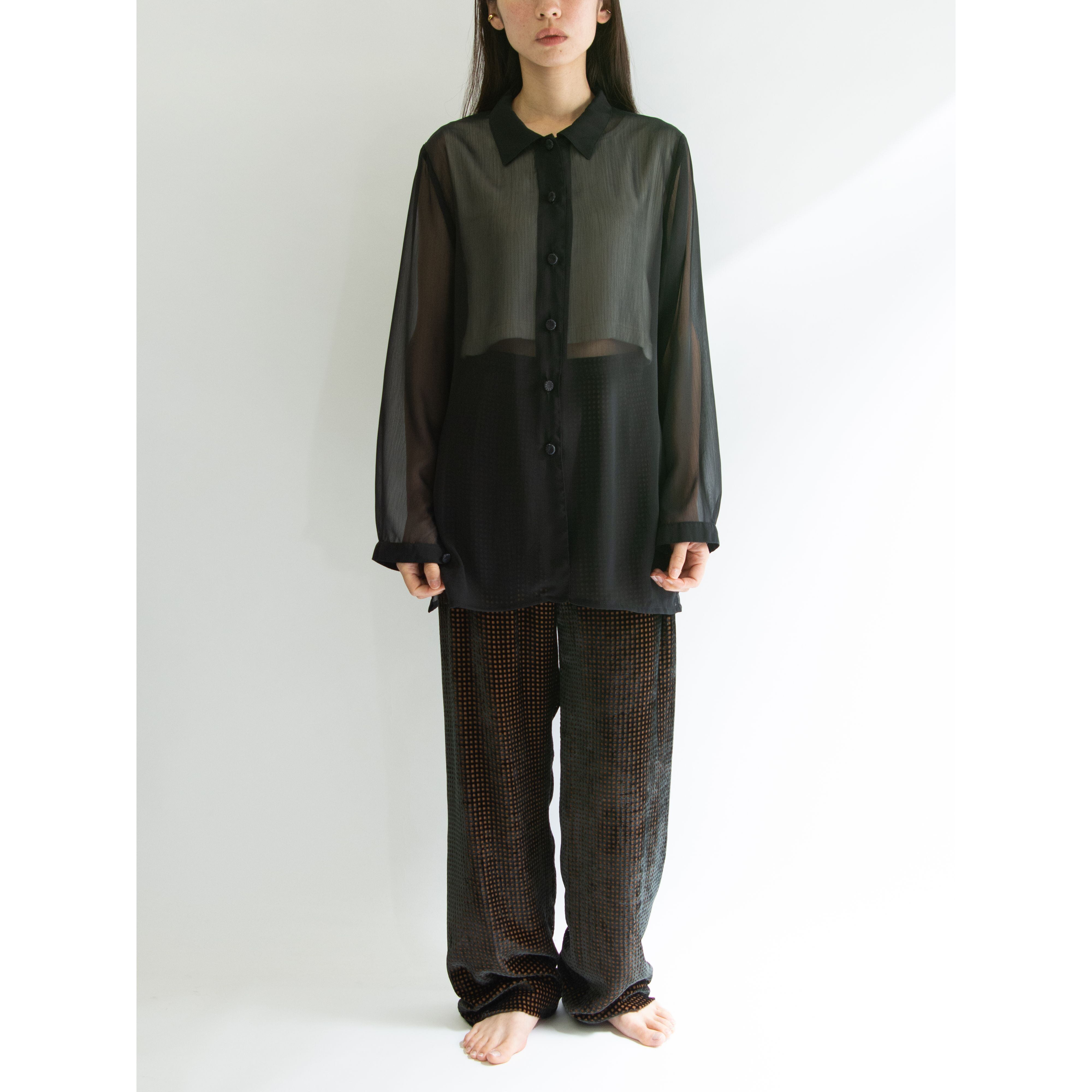 【Georges Franck】Polyester Oversized Sheer Blouse（オーバーサイズ ポリエステル シアーブラウス）