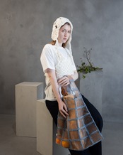 Crochet Block Sheer Tote Bag Knit