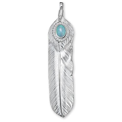 【鷲見太郎 Pendant ペンダント】Lフライトフェザー&ハートフェザーペンダント01 w/オパールSVカップ/オーバル6×8【送料無料】