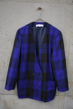 Blue checkered double-breasted jacket