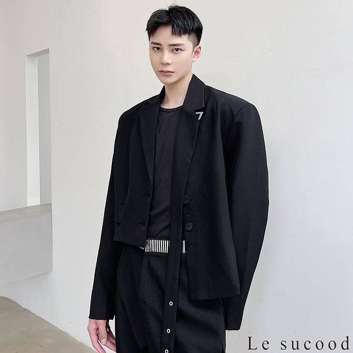 Le sucood】【お支払い確認後20日以内発送】重ね着風アシメショート