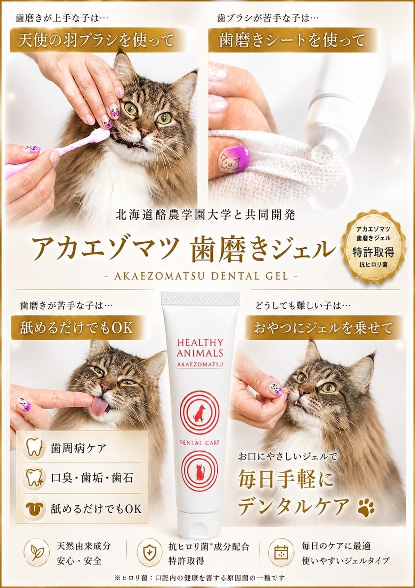 犬・猫用】アカエゾマツ歯磨きジェル｜大学共同研究開発・特許取得成分