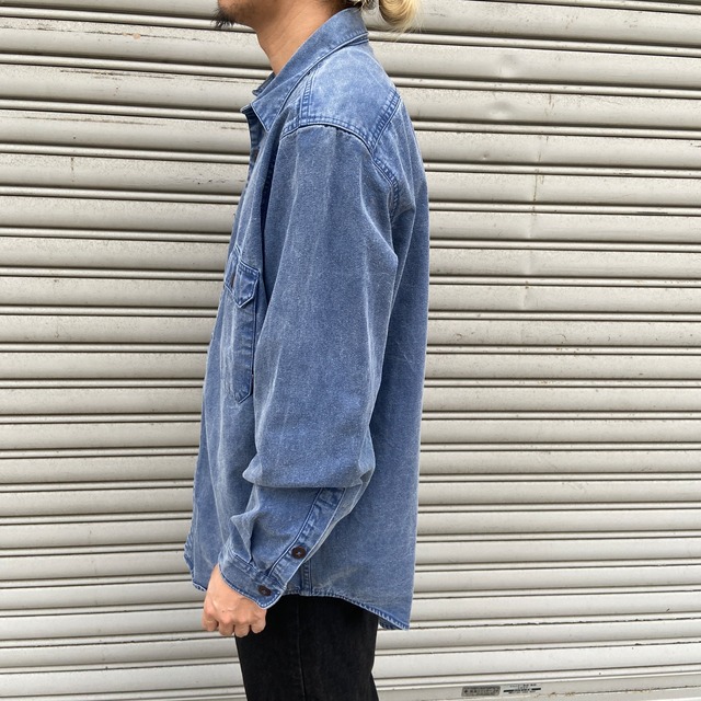 90Patagonia パタゴニア　ダックコットン地ワークシャツ　紺　L