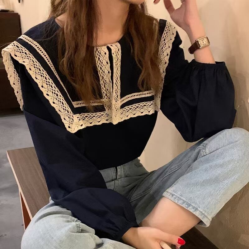 レースセーラーカラーブラウス AJ1079-7908