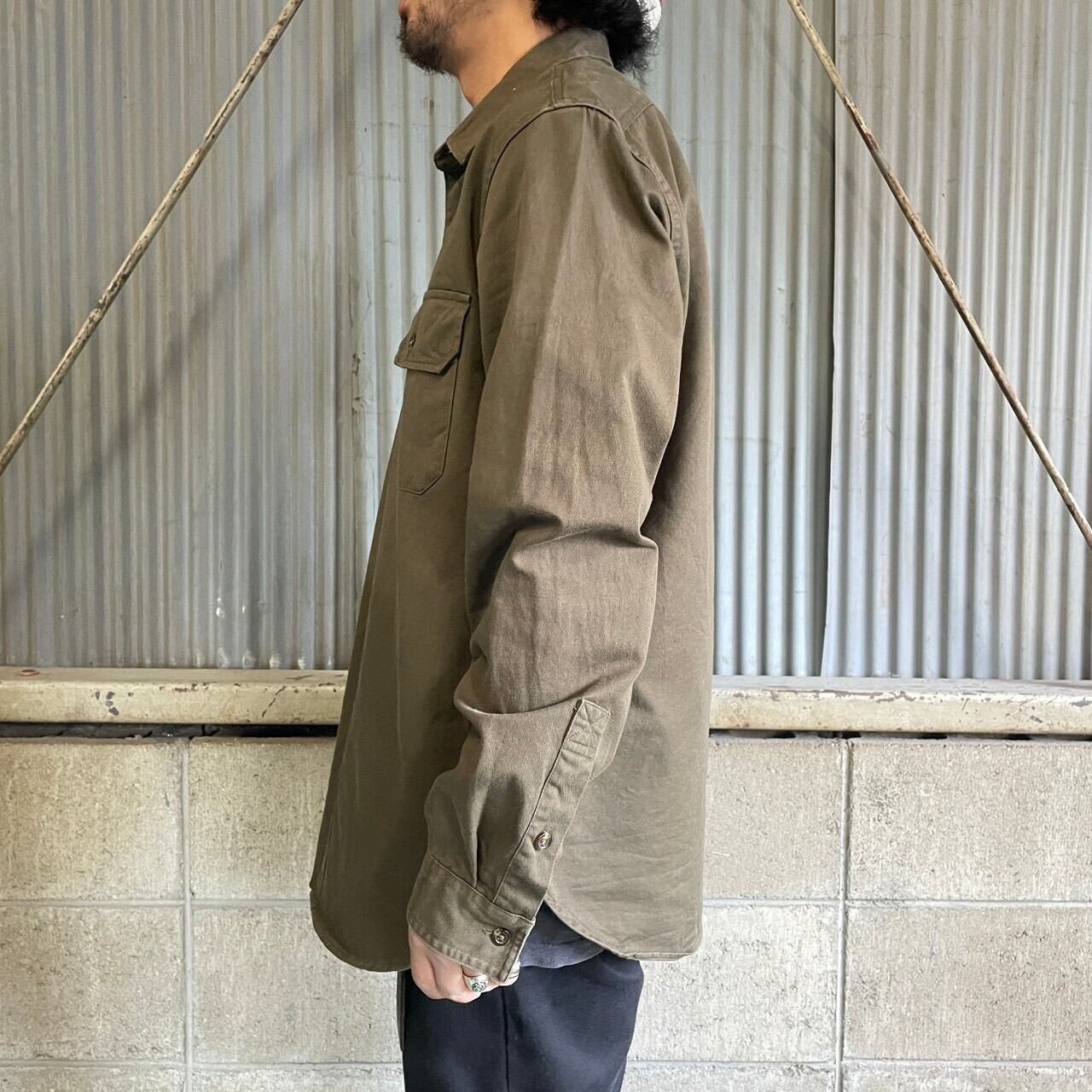 90年代 OLD GAP オールドギャップ 無地 マチ付き コットン 長袖シャツ