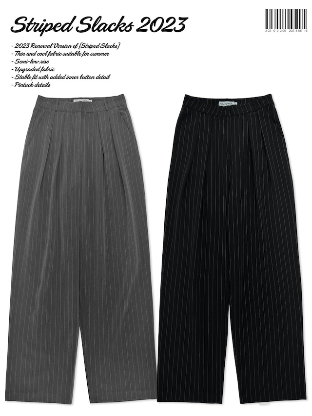 [PALE JADE] Striped Slacks 2023 正規品 韓国ブランド 韓国代行 韓国通販 韓国ファッション PALEJADE ペイルジェイド 日本