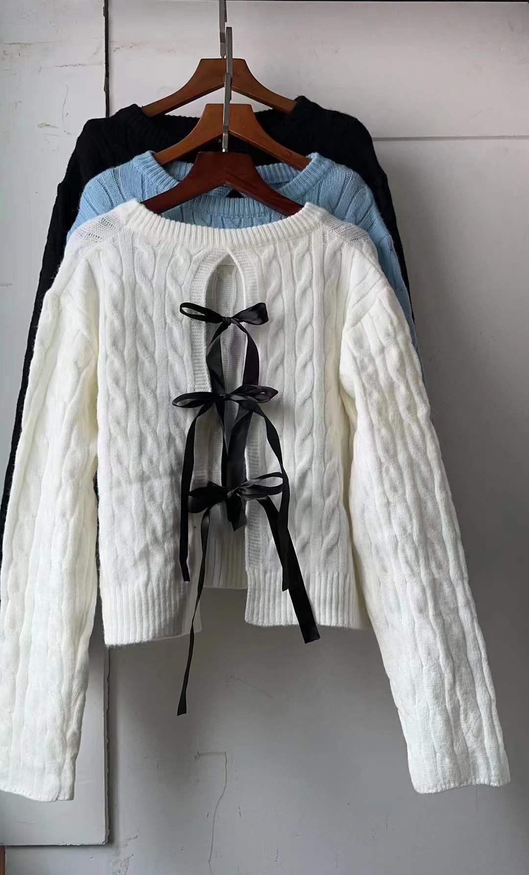 バッグリボンニットトップス　AJ1079-1183