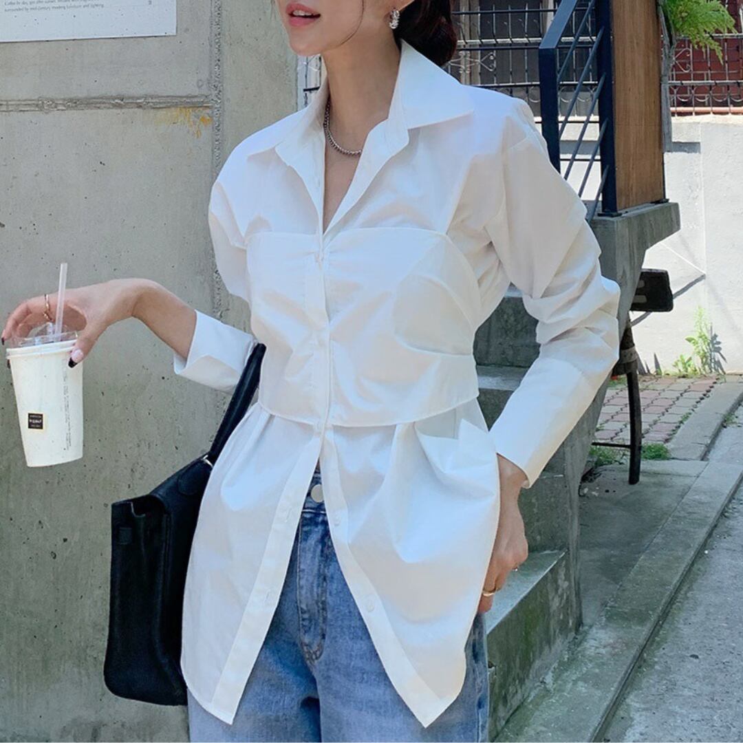 バック リボン デザイン シャツ 3412318