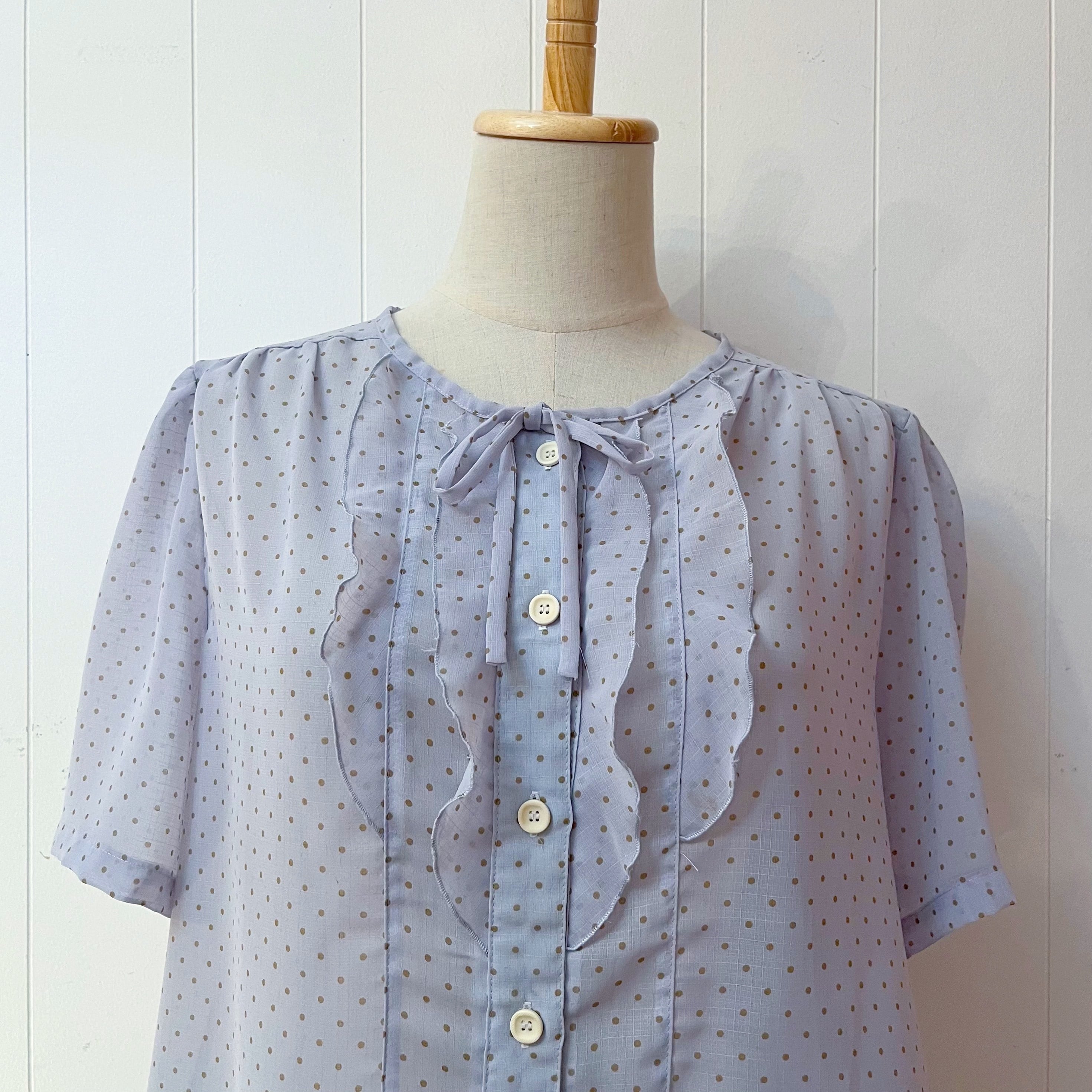 light blue dot sheer blouse