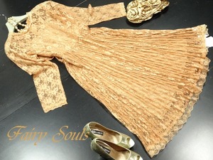 ★送料無料★フリー（F)☆プリーツが可愛い総レースのワンピ－ス(OPN2063)