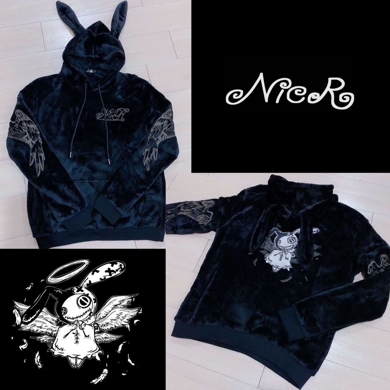 NieRふわもこBLACK×GOLD ANGEL PARKA 【うさ耳付き】