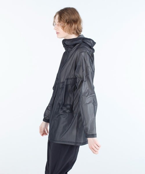"Y-3(Yohji Yamamoto)" Black sheer Waterproof Nylon Tech Full zip jacket