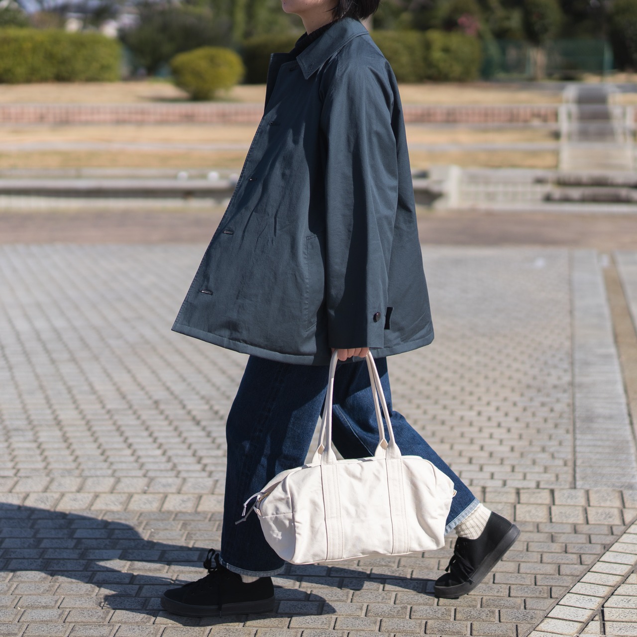 帆布のボストンバッグS 生成り