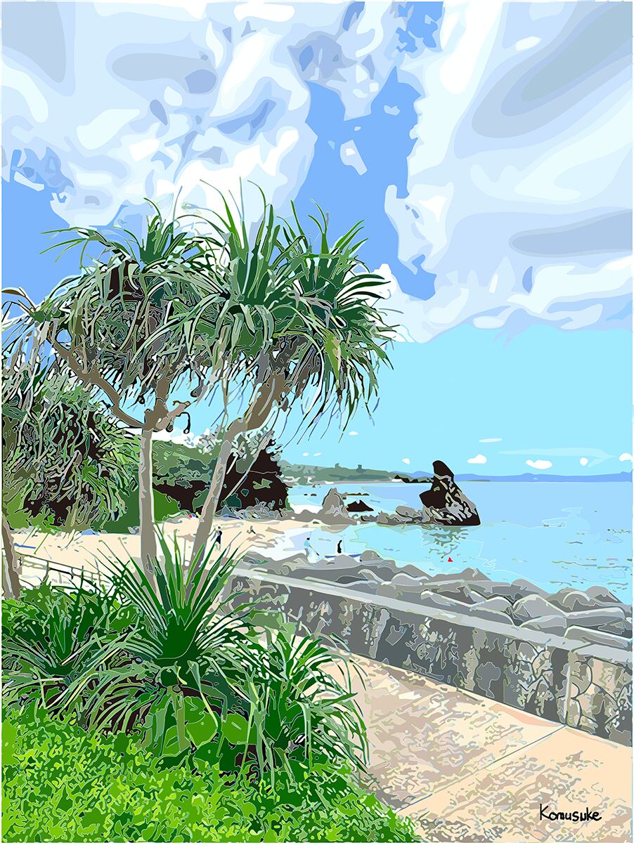 ◎01-060_motobu-coast(komusuke graphic)